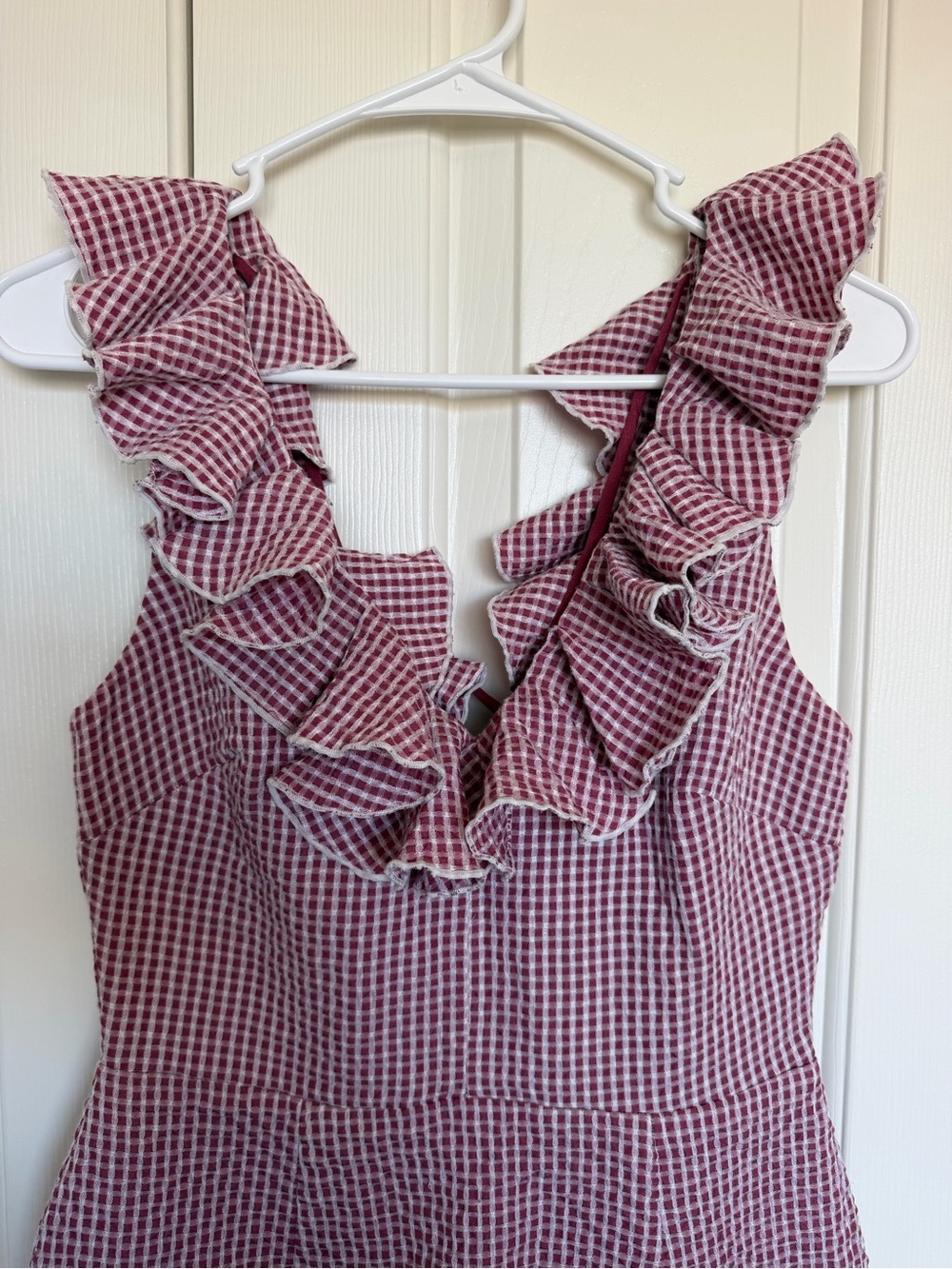 Wayf Pink Gingham Ruffle Backless Dress - Picture 3 of 7